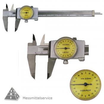 Messschieber Uhrenmessschieber Schieblehre mit Rundskala, Messbereich 150 / 0,02 mm